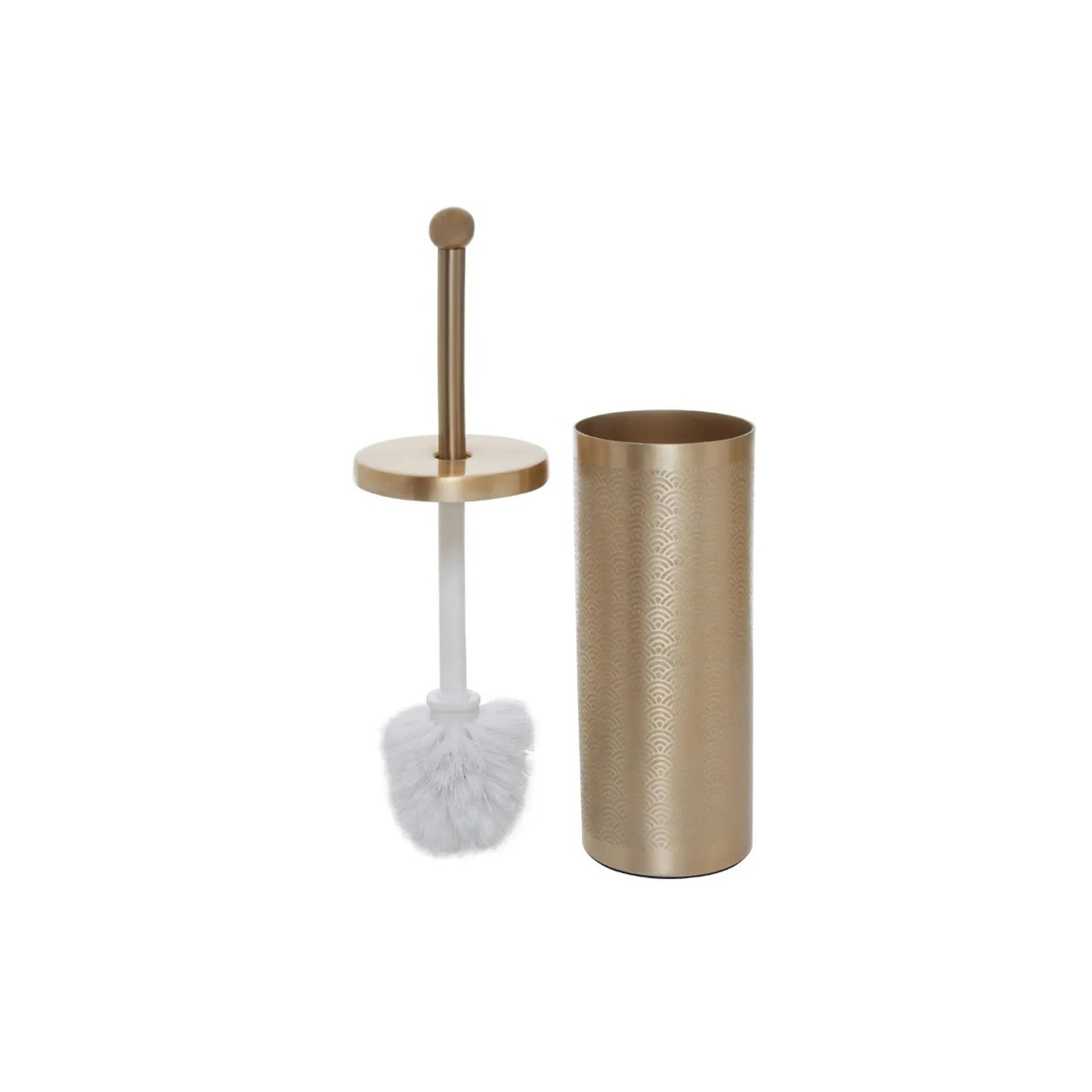 Scallop Etched Gold Finish Toilet Brush